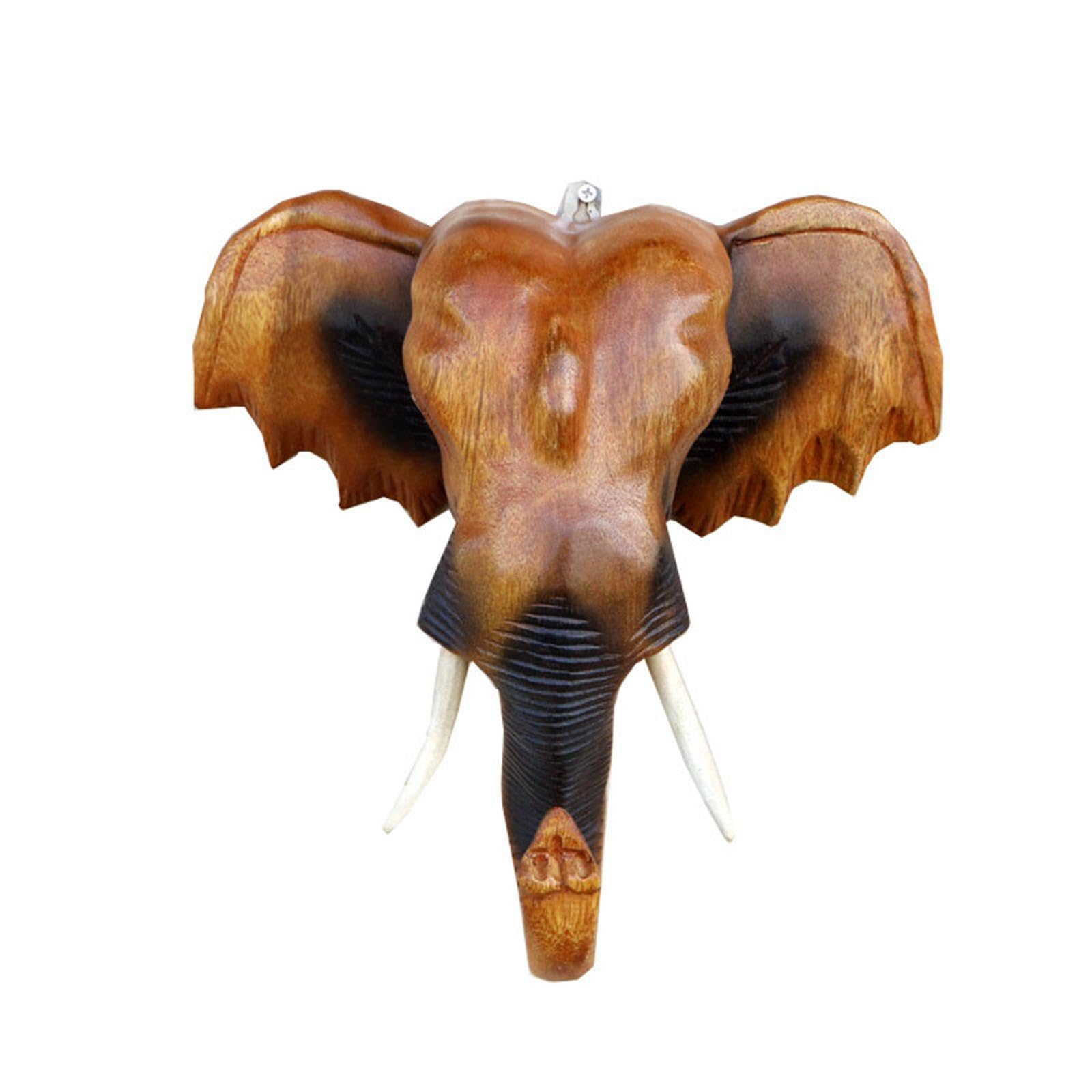 Amazon.co.jp: AMSLSIU 壁掛け象の彫刻 美しい象の頭の像 動物工芸品